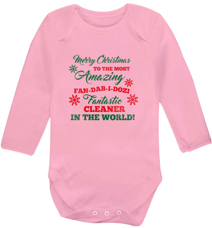 Merry Christmas to the most amazing fan-dab-i-dozi fantasic cleaner in the world baby vest long sleeved pale pink 6-12 months