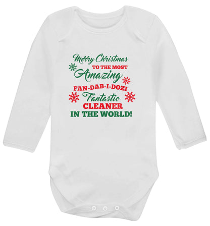 Merry Christmas to the most amazing fan-dab-i-dozi fantasic cleaner in the world baby vest long sleeved white 6-12 months