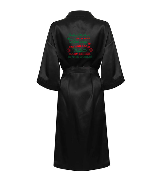 Merry Christmas to the most amazing fan-dab-i-dozi fantasic baby sitter in the world XL/XXL black ladies dressing gown size 16/18