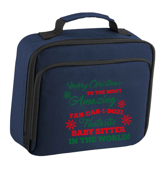 Merry Christmas to the most amazing fan-dab-i-dozi fantasic baby sitter in the world insulated navy lunch bag cooler