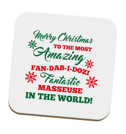 Merry Christmas to the most amazing fan-dab-i-dozi fantasic masseuse in the world set of four coasters