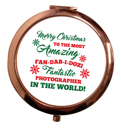 Merry Christmas to the most amazing fan-dab-i-dozi fantasic photographer in the world rose gold circle pocket mirror