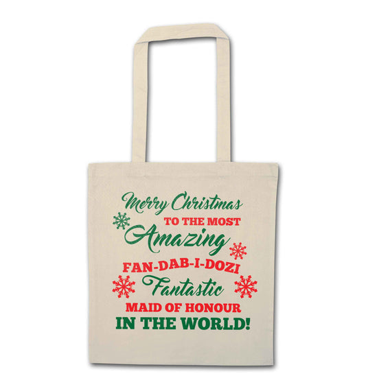 Merry Christmas to the most amazing maid of honour in the world! natural tote bag