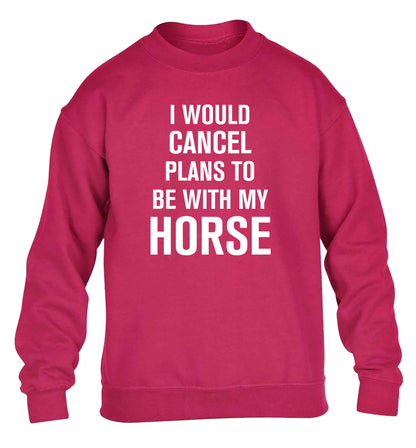 I will cancel plans to be with my horse children's pink sweater 12-13 Years