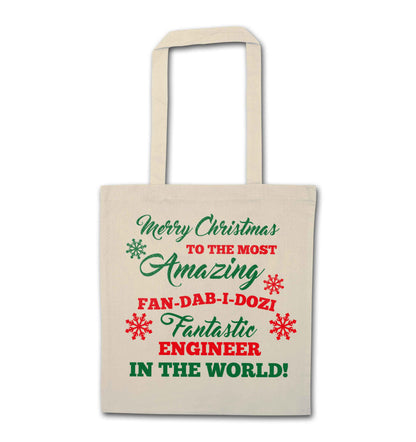 Merry Christmas to the most amazing engineer in the world! natural tote bag