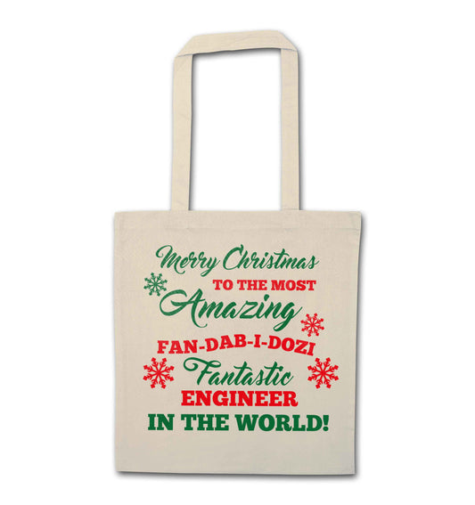 Merry Christmas to the most amazing engineer in the world! natural tote bag