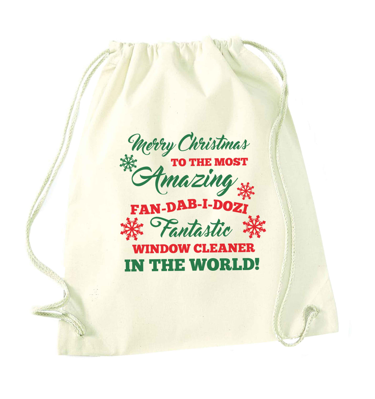 Merry Christmas to the most amazing window cleaner in the world! natural drawstring bag