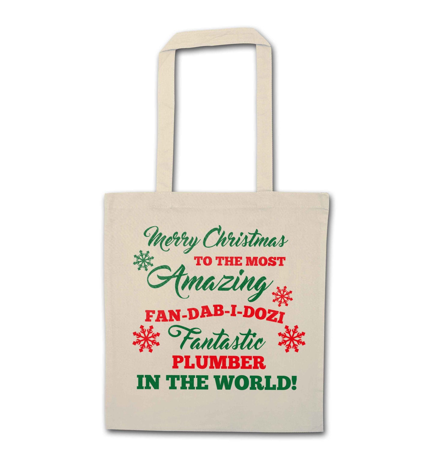 Merry Christmas to the most amazing plumber in the world! natural tote bag