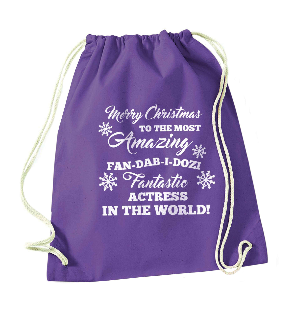 Merry Christmas to the most amazing actress in the world! purple drawstring bag