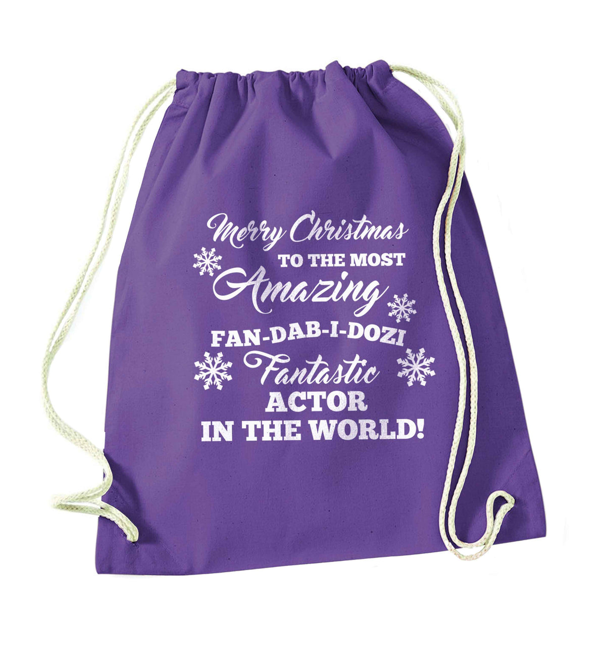 Merry Christmas to the most amazing actor in the world! purple drawstring bag