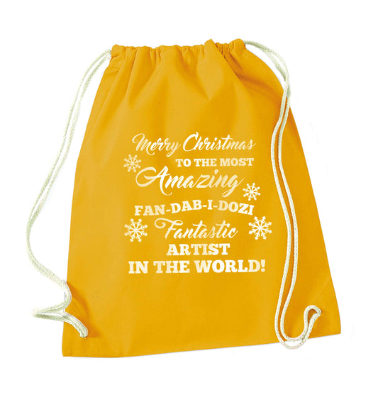 Merry Christmas to the most amazing artist in the world! mustard drawstring bag
