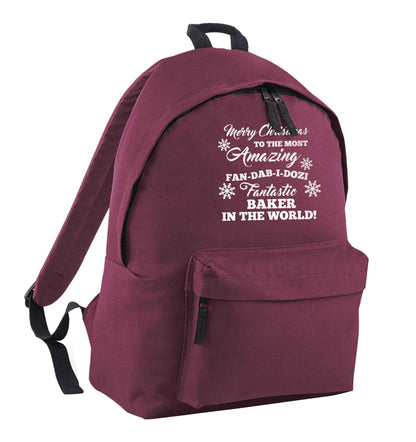 Merry Christmas to the most amazing baker in the world! maroon adults backpack