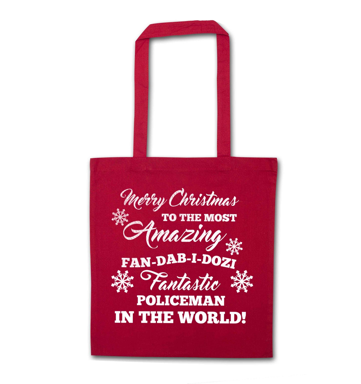 Merry Christmas to the most amazing policeman in the world! red tote bag