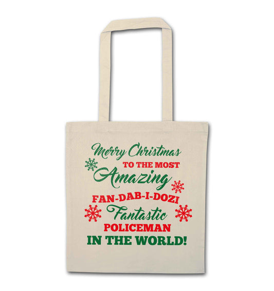 Merry Christmas to the most amazing policeman in the world! natural tote bag