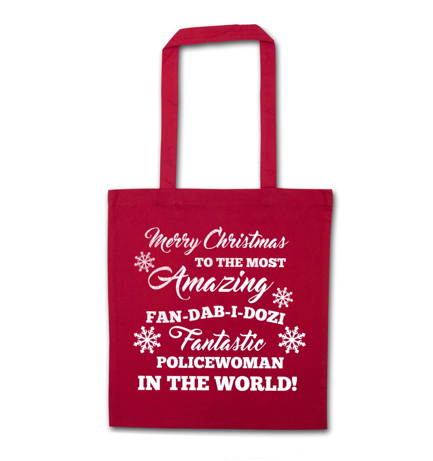 Merry Christmas to the most amazing policewoman in the world! red tote bag