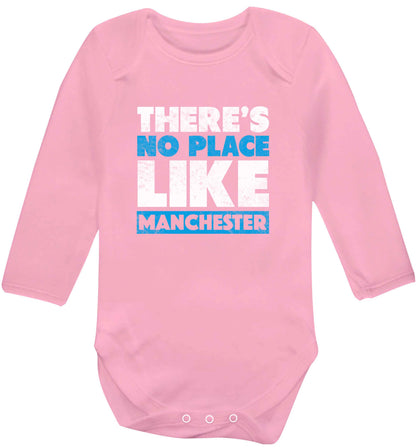 There's no place like Manchester baby vest long sleeved pale pink 6-12 months