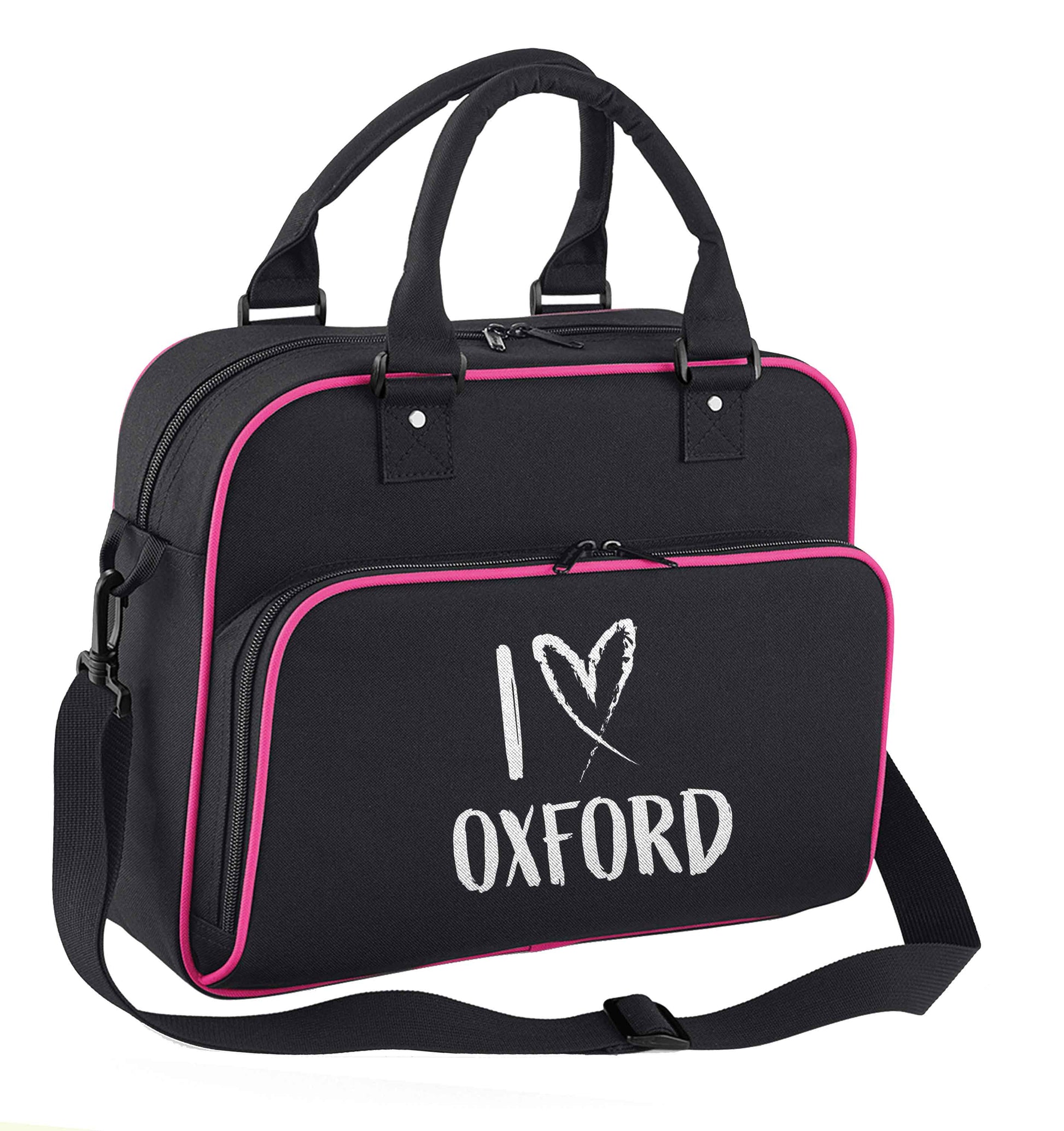 I love Oxford children's dance bag black with pink detail