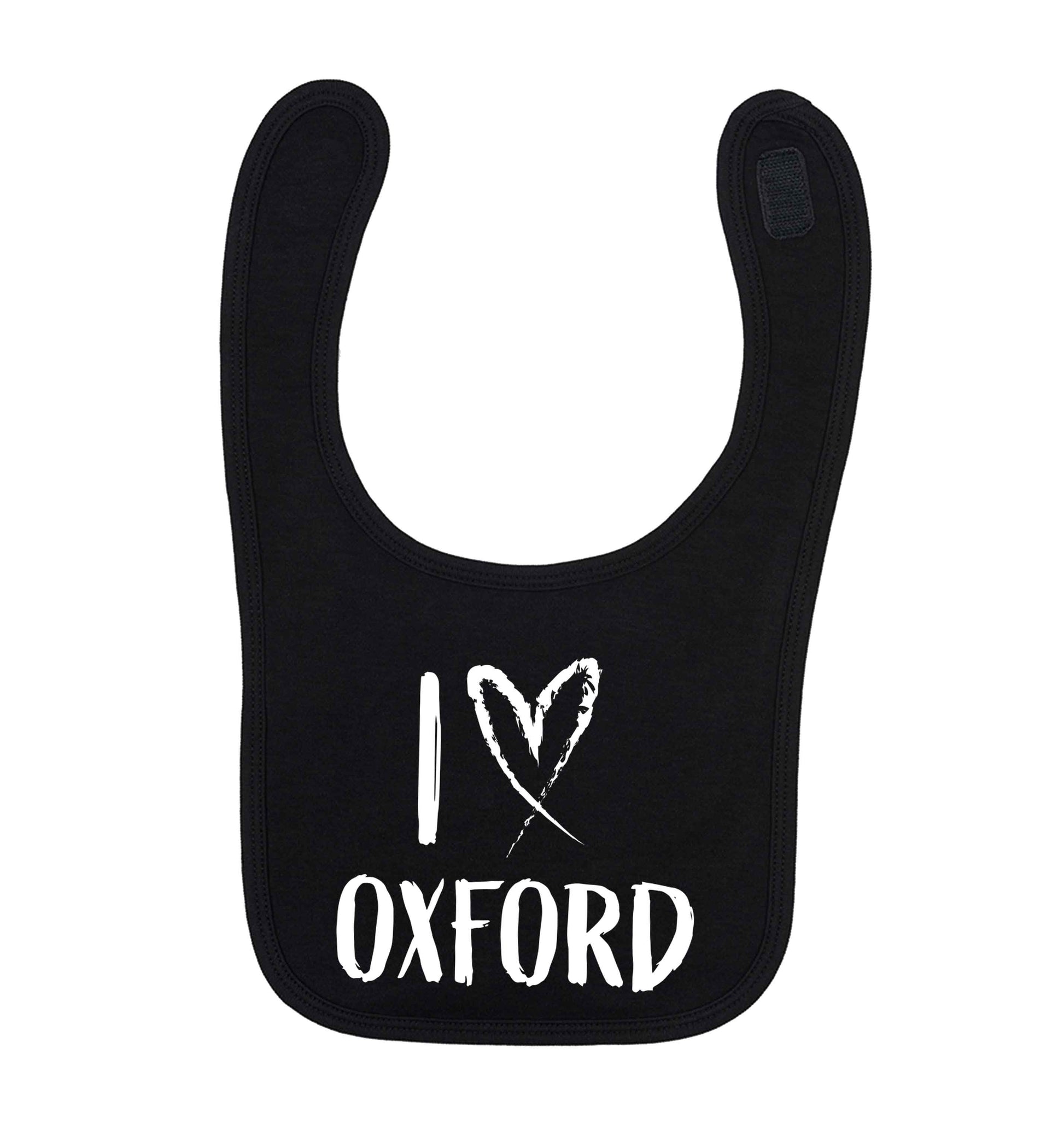 I love Oxford black baby bib