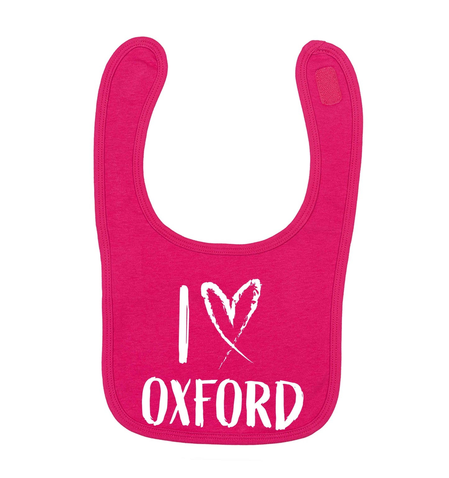 I love Oxford dark pink baby bib