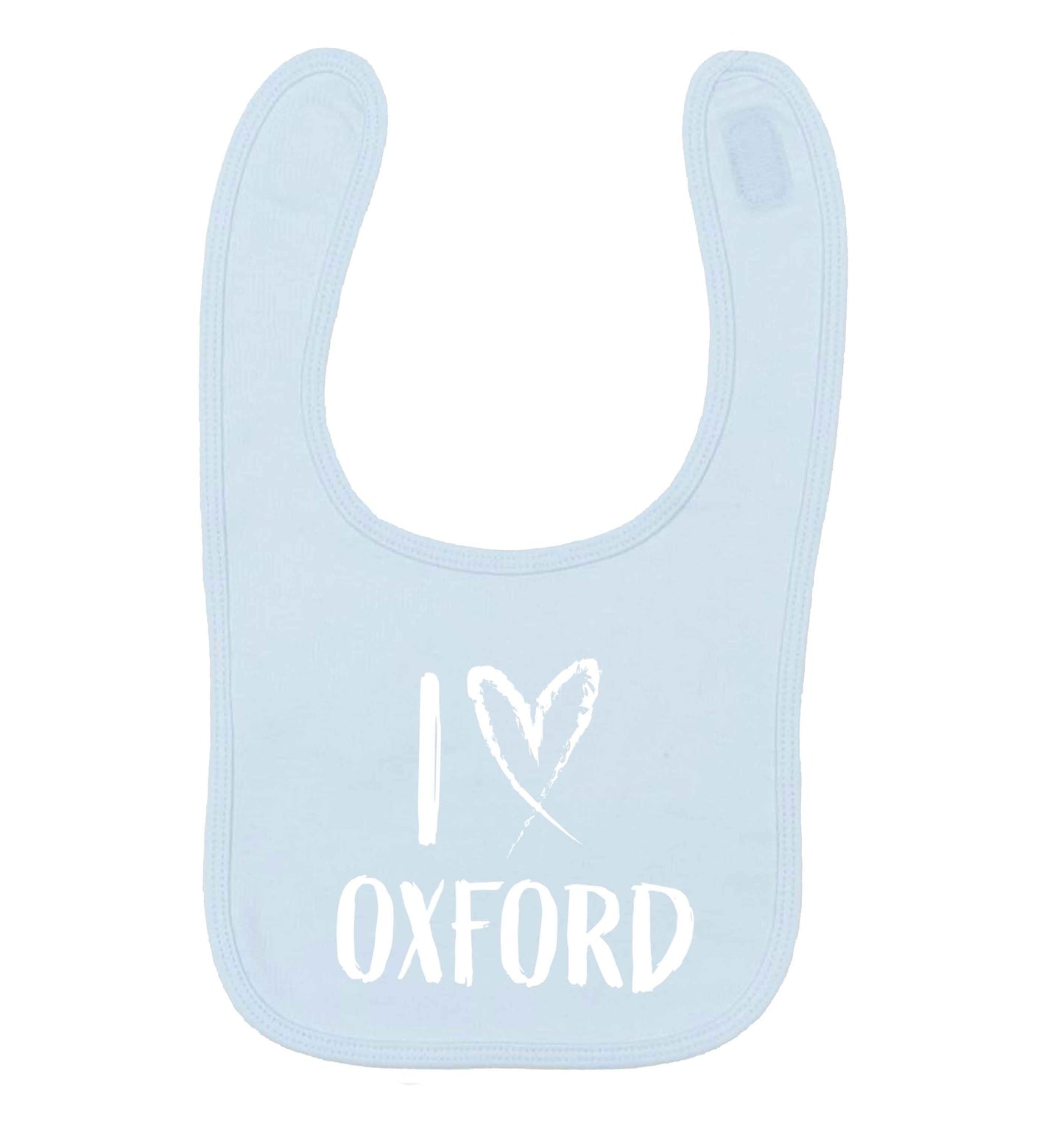 I love Oxford pale blue baby bib