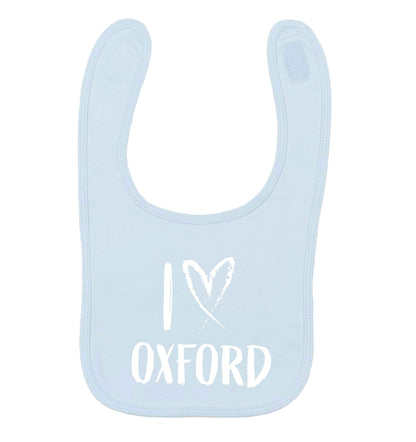 I love Oxford pale blue baby bib
