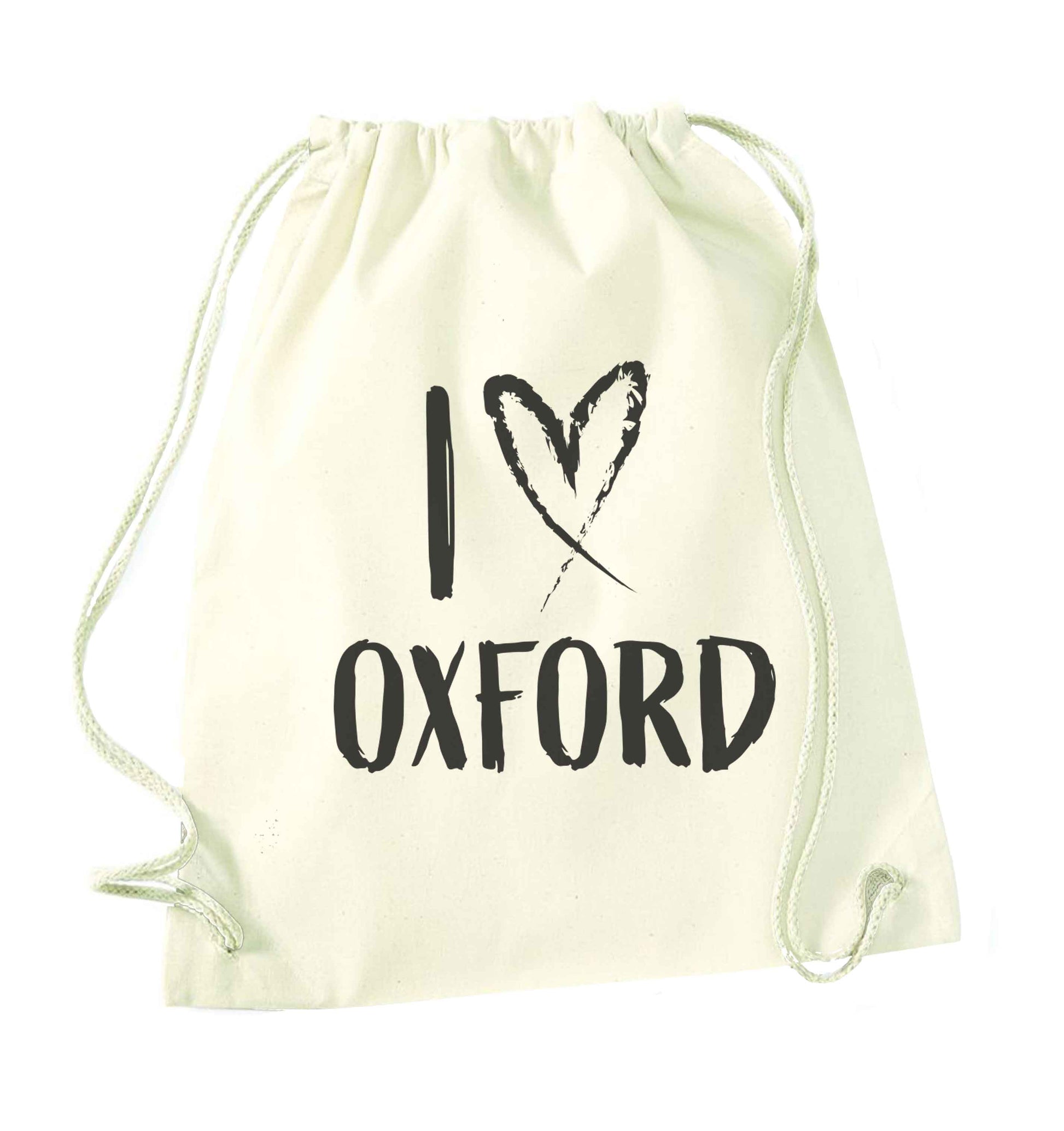 I love Oxford natural drawstring bag