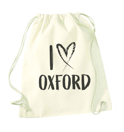 I love Oxford natural drawstring bag