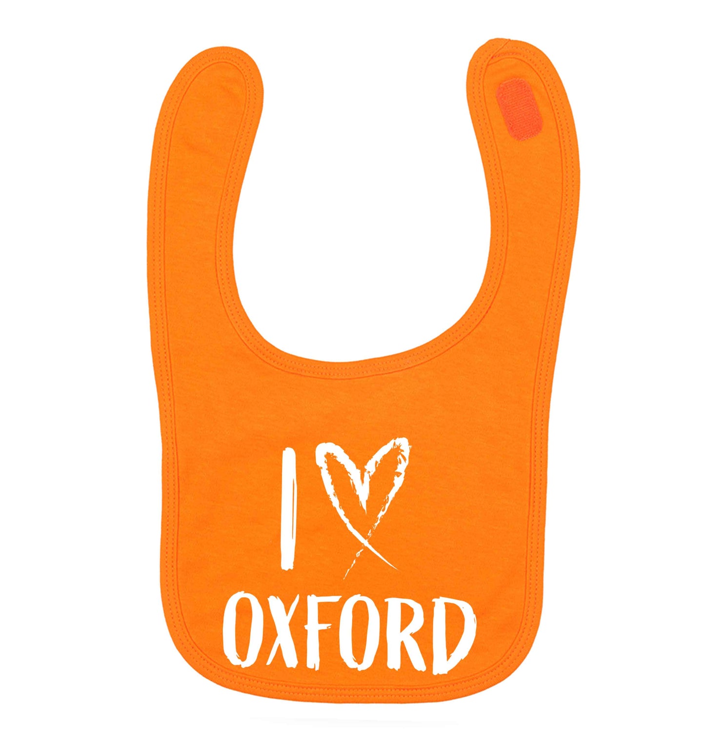 I love Oxford orange baby bib