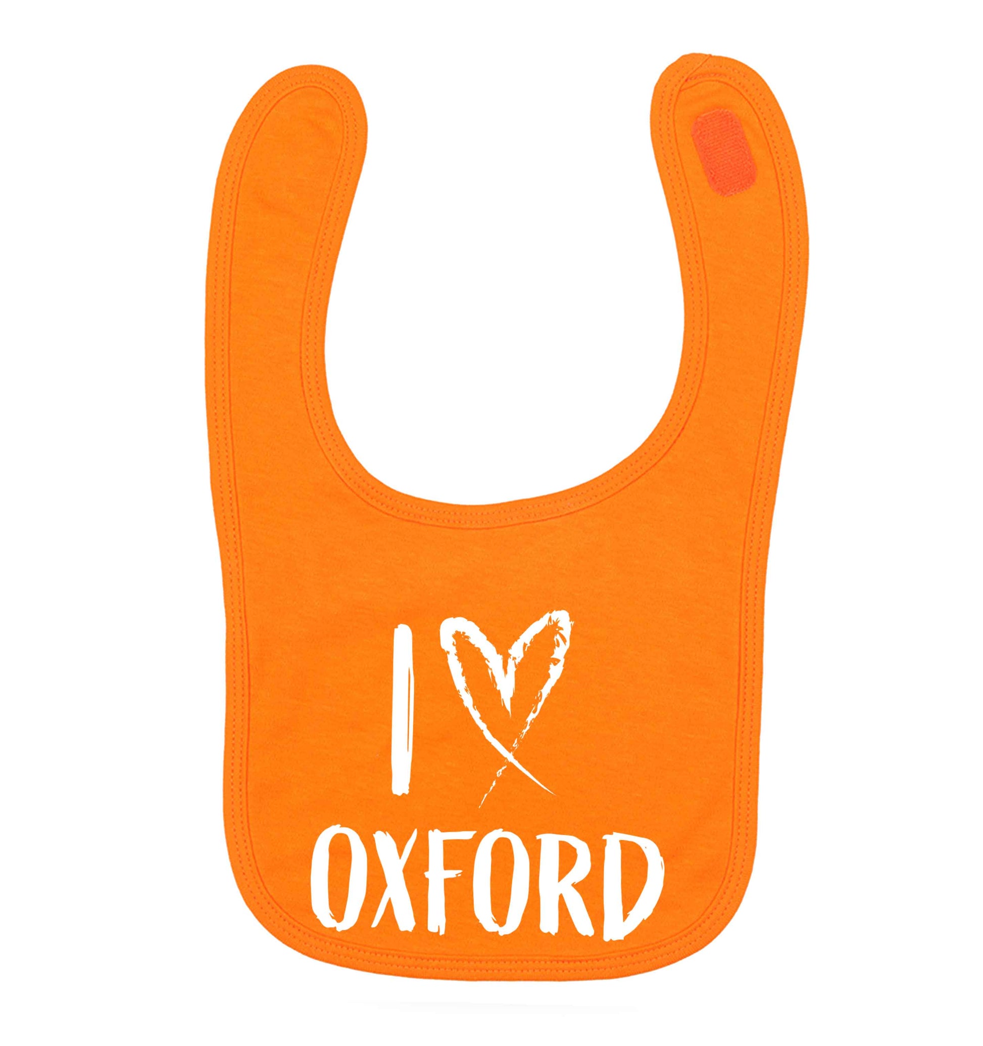 I love Oxford orange baby bib