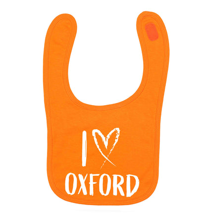 I love Oxford orange baby bib