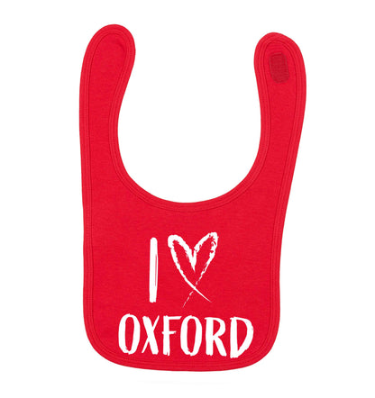 I love Oxford red baby bib