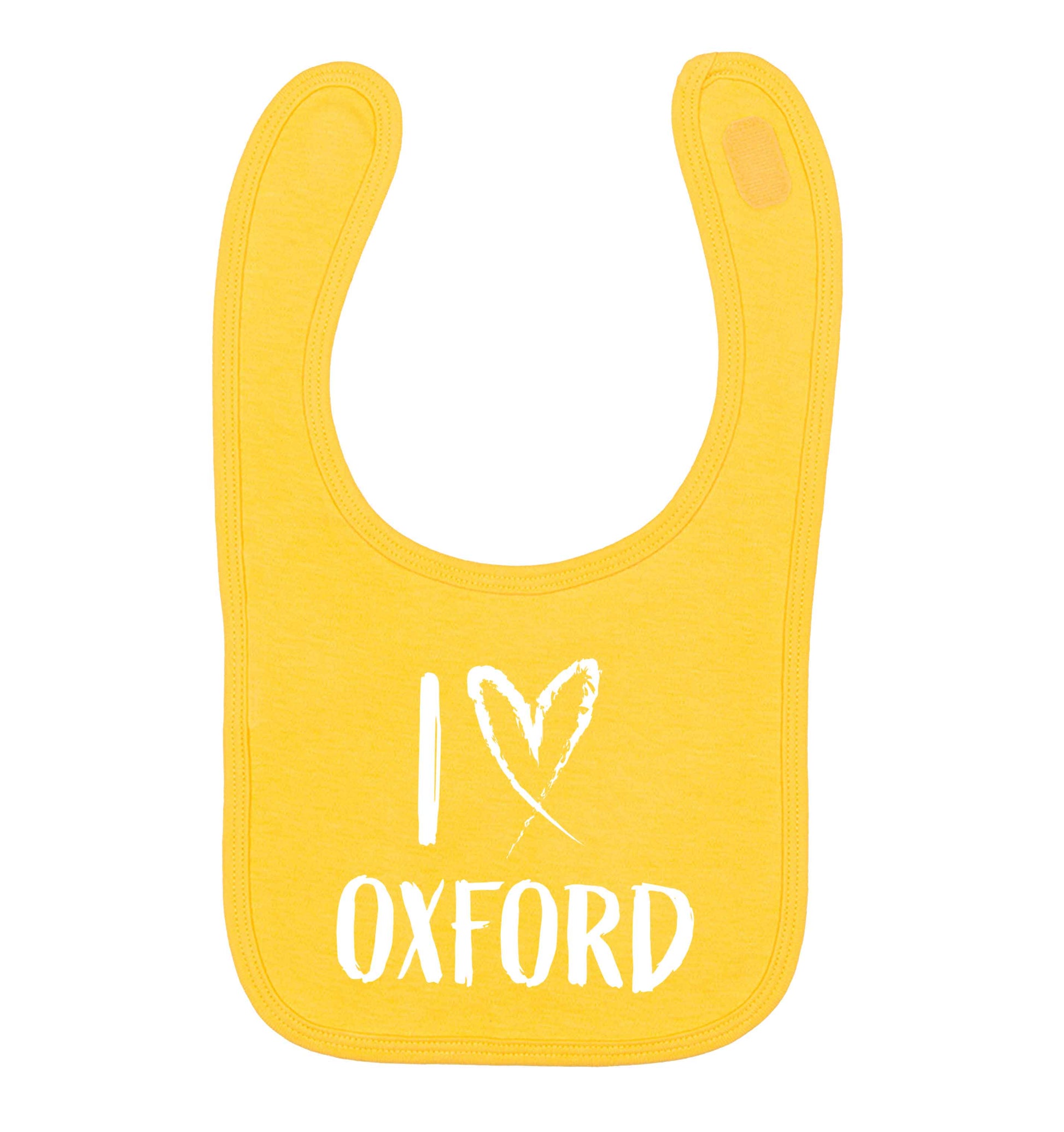 I love Oxford yellow baby bib