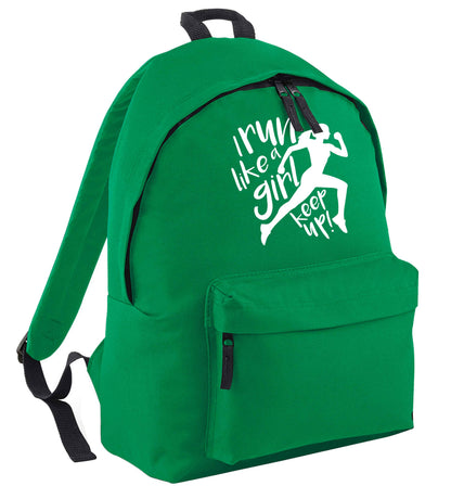 I run like a girl, keep up! green adults backpack