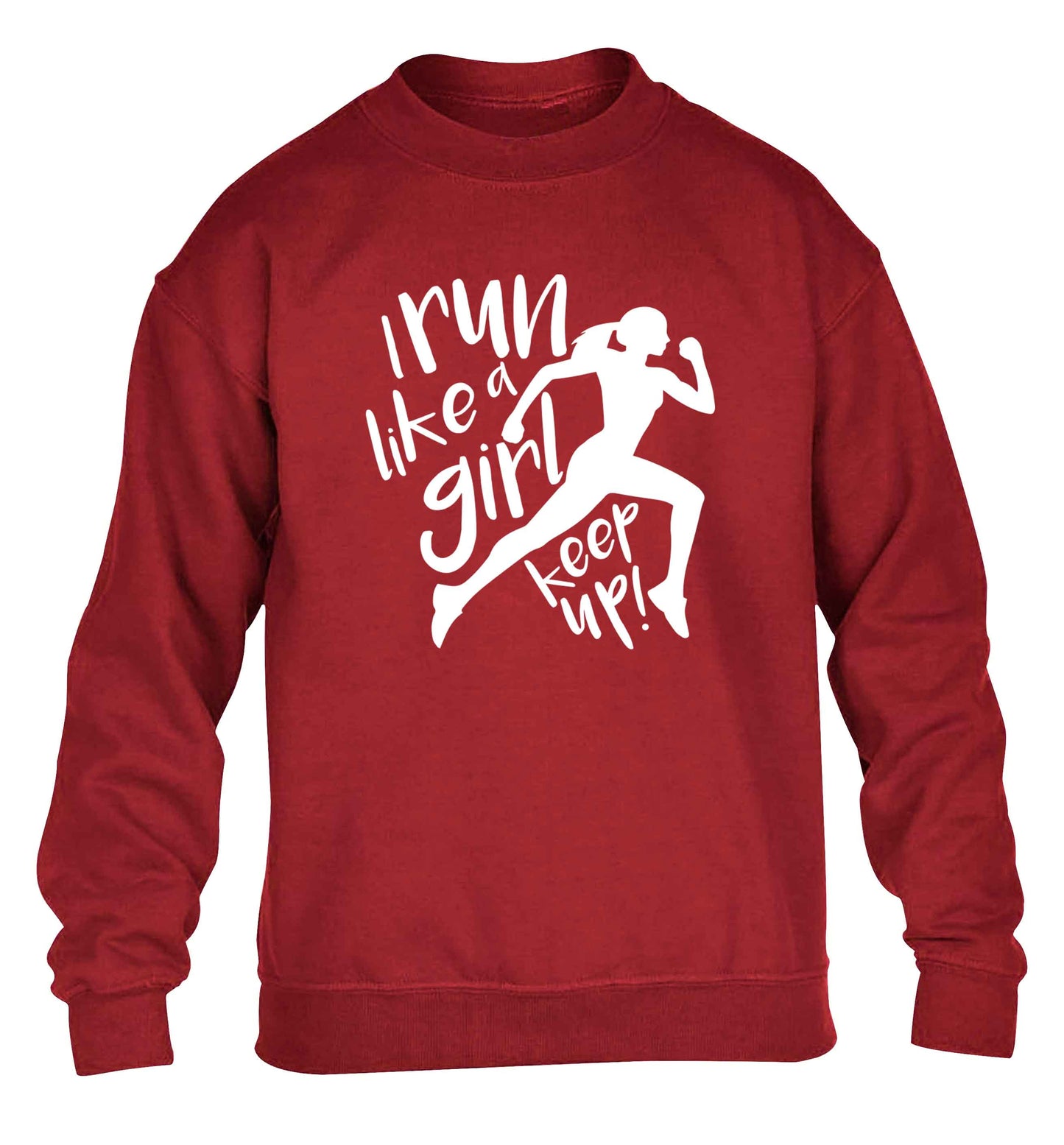 I run like a girl, keep up! children's grey sweater 12-13 Years