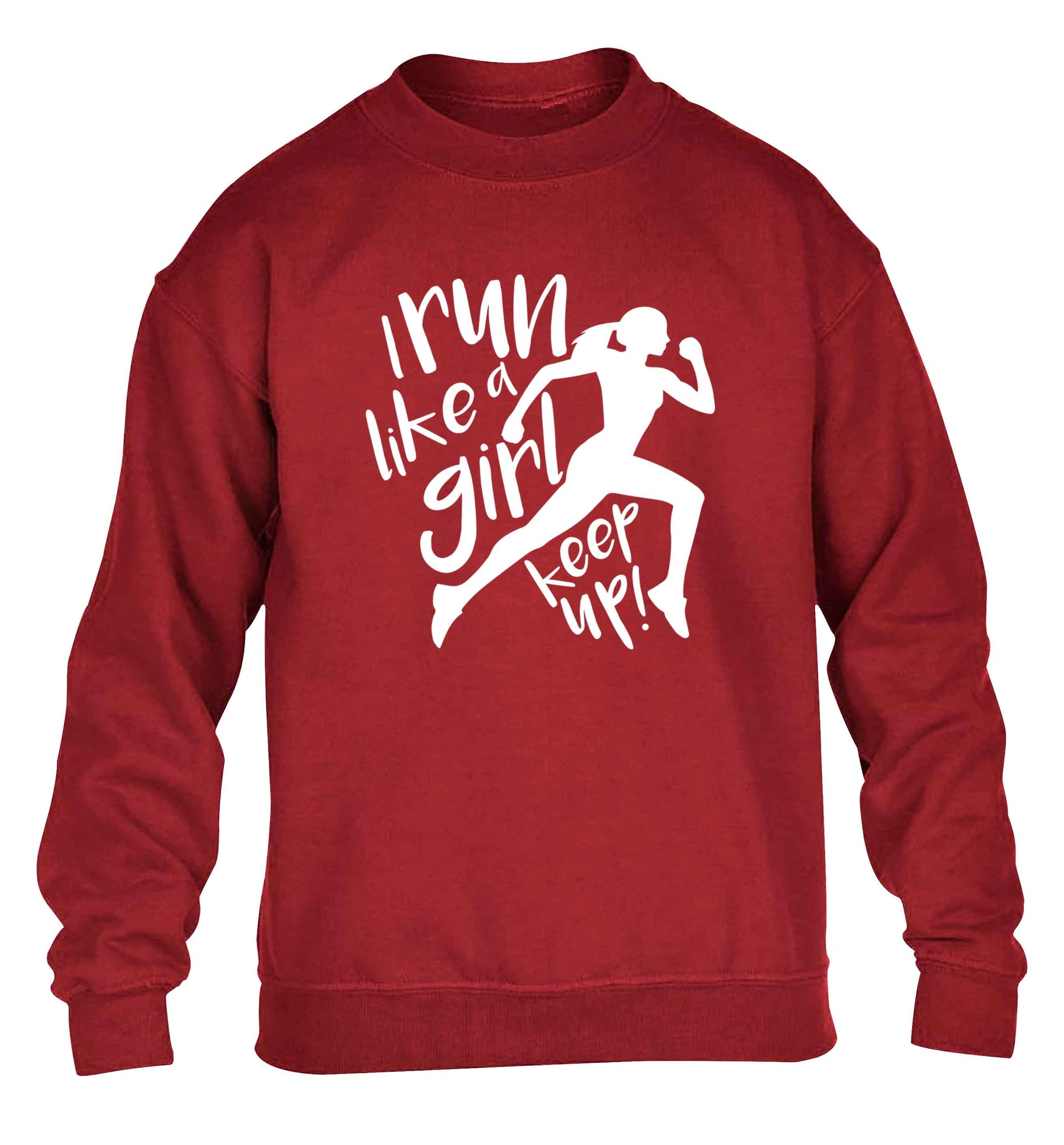 I run like a girl, keep up! children's grey sweater 12-13 Years