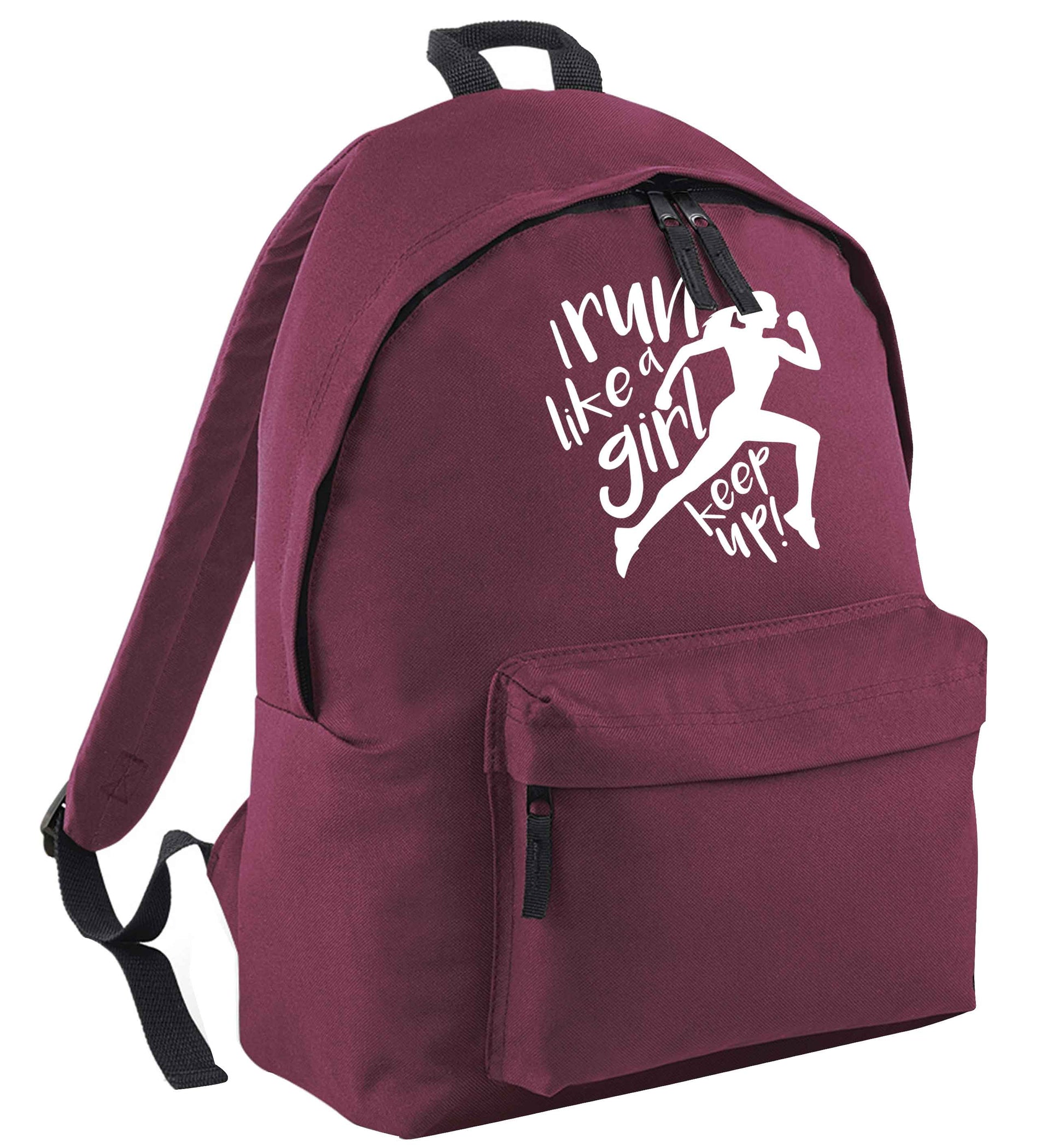I run like a girl, keep up! black adults backpack