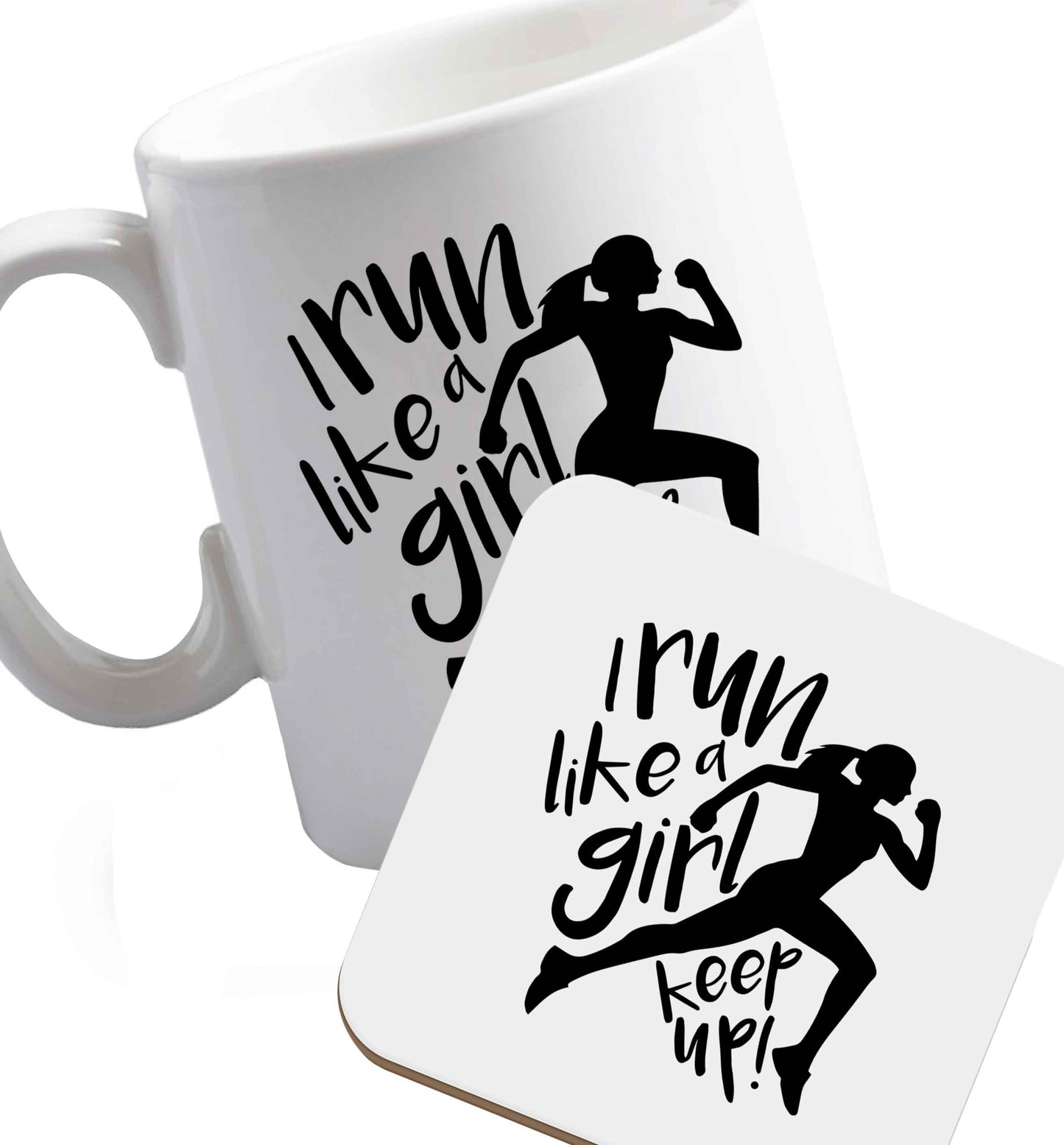 10 oz Favourite Type Pan Pancake ceramic mug and coaster set right handed
