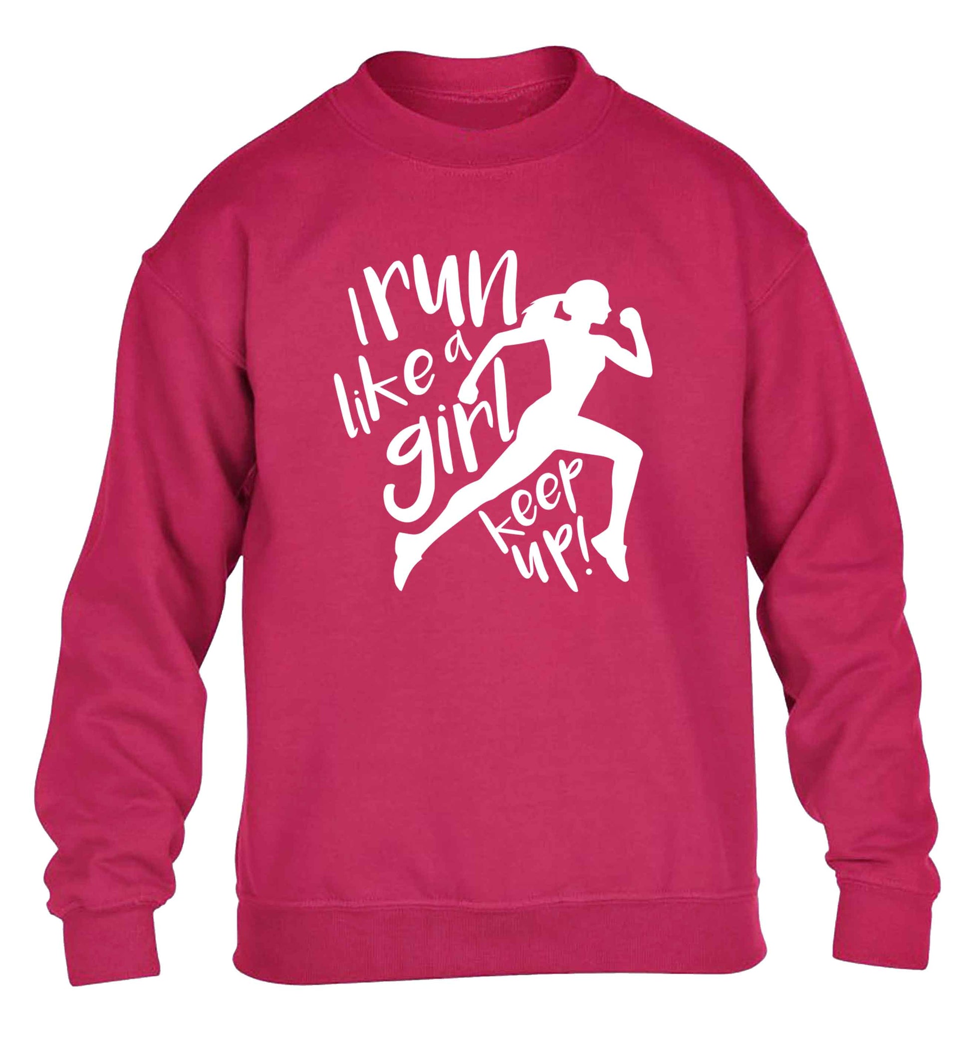 I run like a girl, keep up! children's pink sweater 12-13 Years