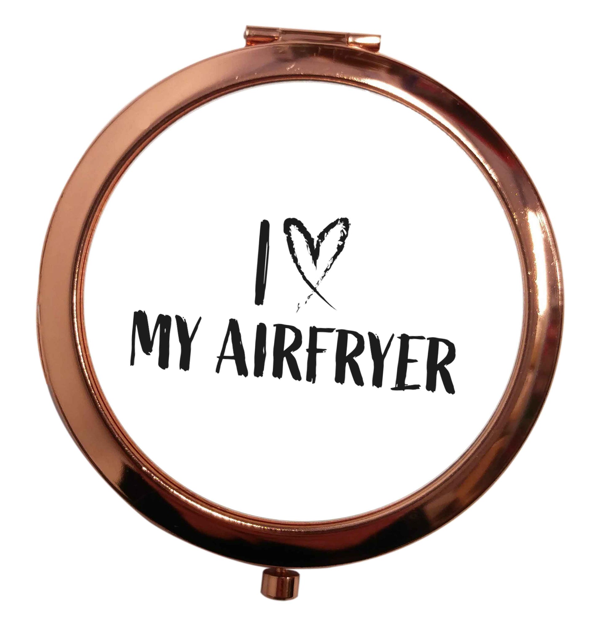 I love my airfryerrose gold circle pocket mirror