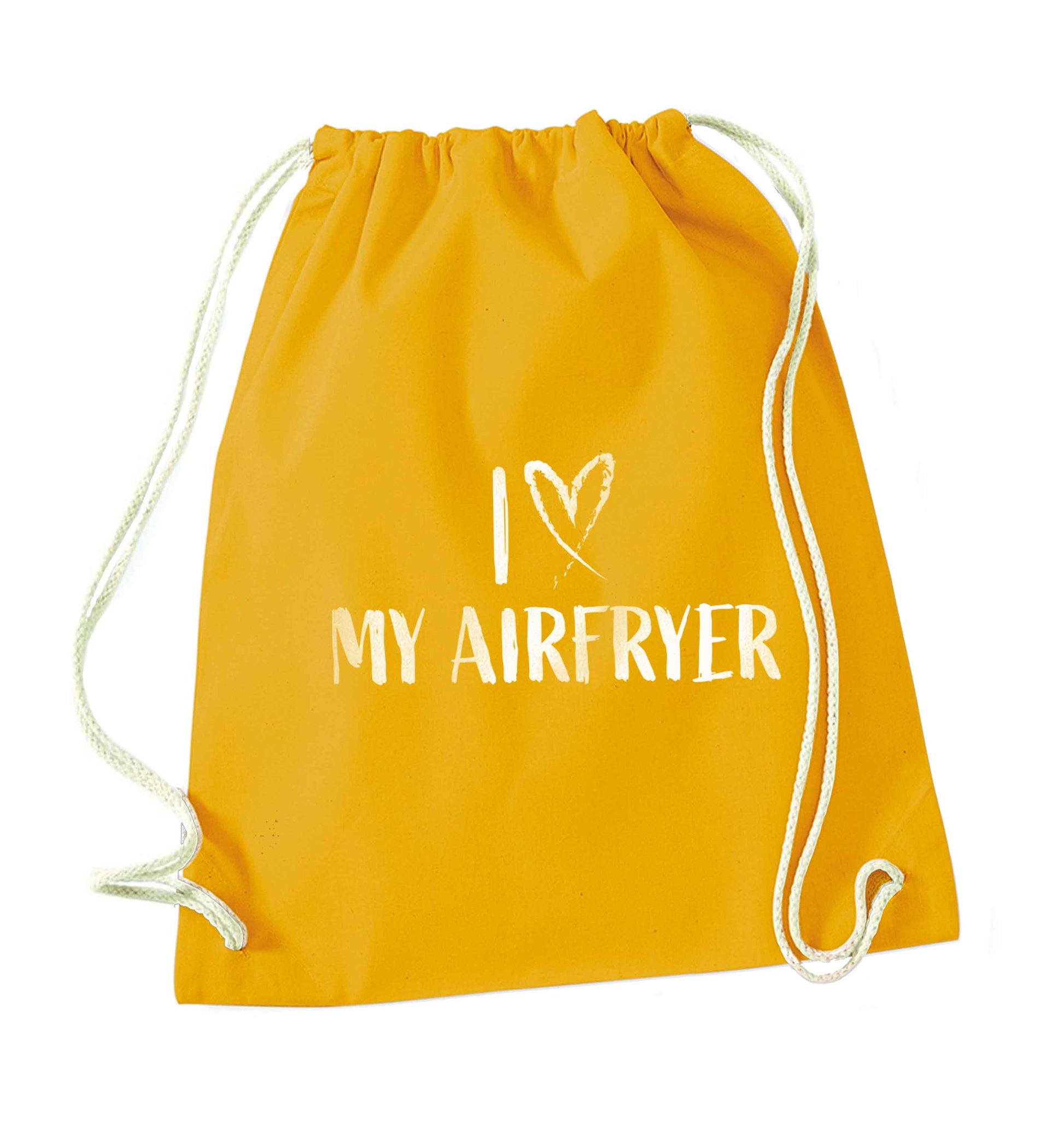 I love my airfryermustard drawstring bag