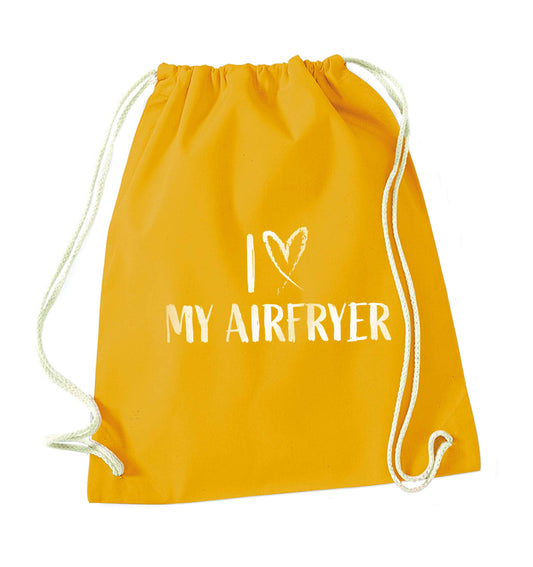 I love my airfryermustard drawstring bag