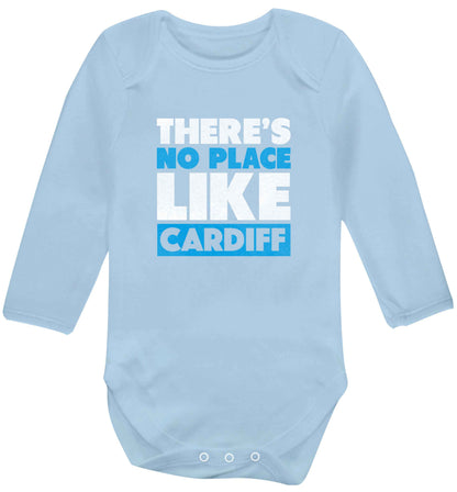 There's no place like Cardiff baby vest long sleeved pale blue 6-12 months