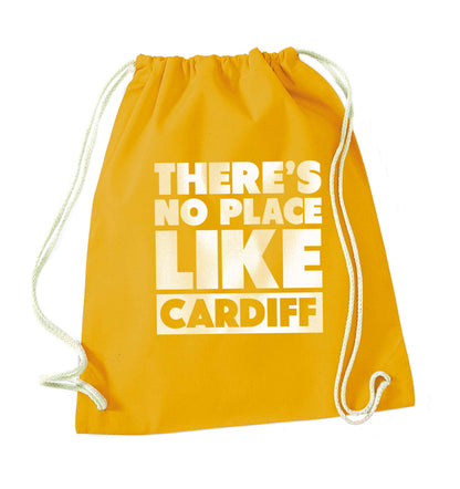 There's no place like Cardiff mustard drawstring bag