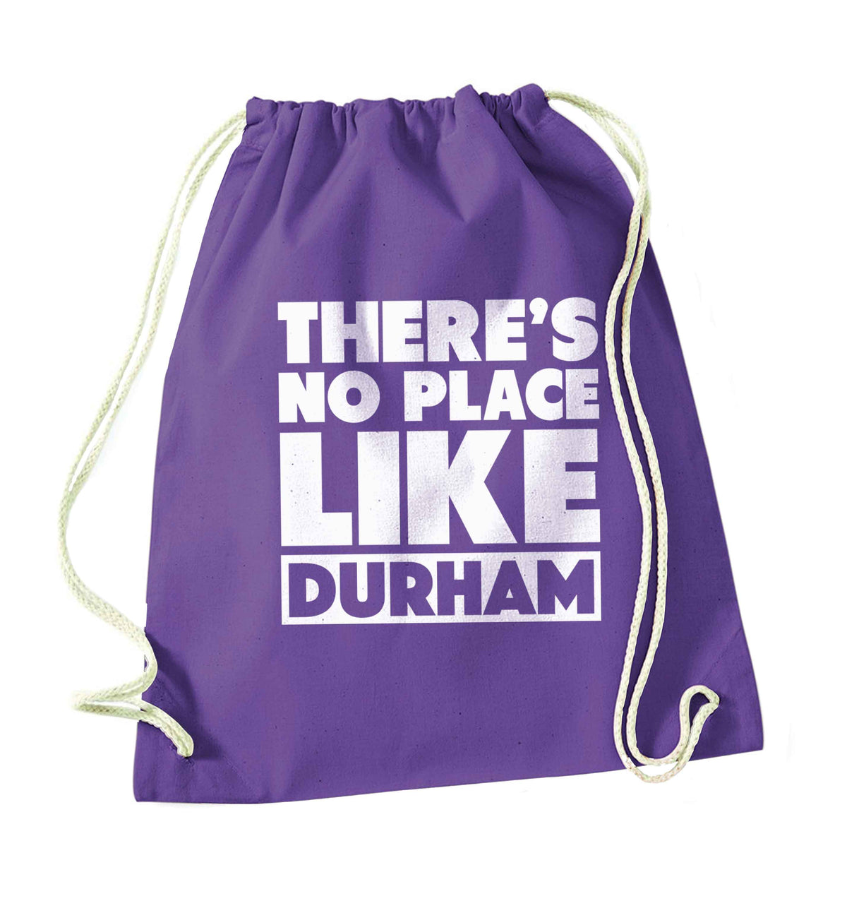 There's no place like Durham purple drawstring bag