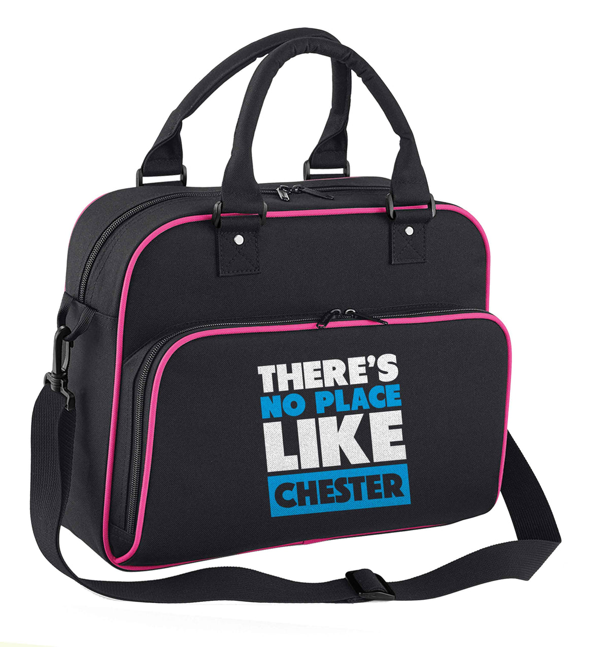 There's no place like Chester children's dance bag black with pink detail