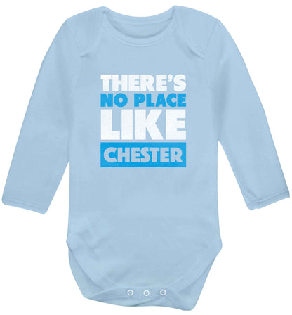 There's no place like Chester baby vest long sleeved pale blue 6-12 months
