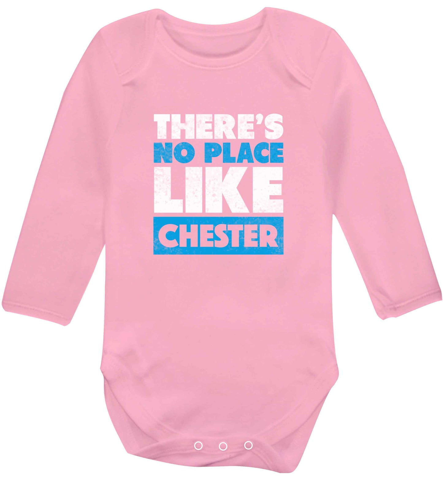 There's no place like Chester baby vest long sleeved pale pink 6-12 months
