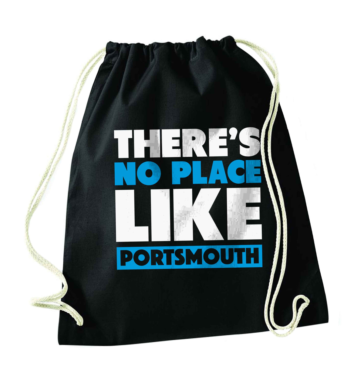There's no place like Porstmouth black drawstring bag