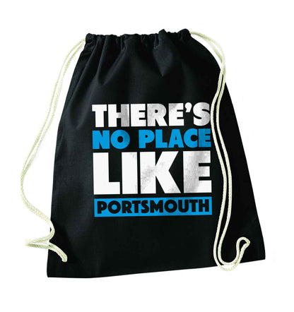 There's no place like Porstmouth black drawstring bag