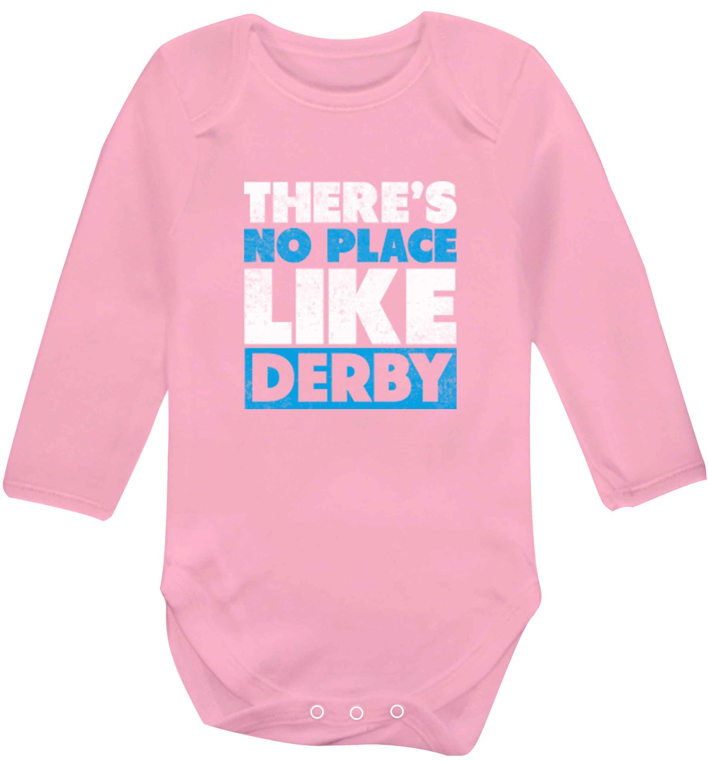 There's no place like Derby baby vest long sleeved pale pink 6-12 months